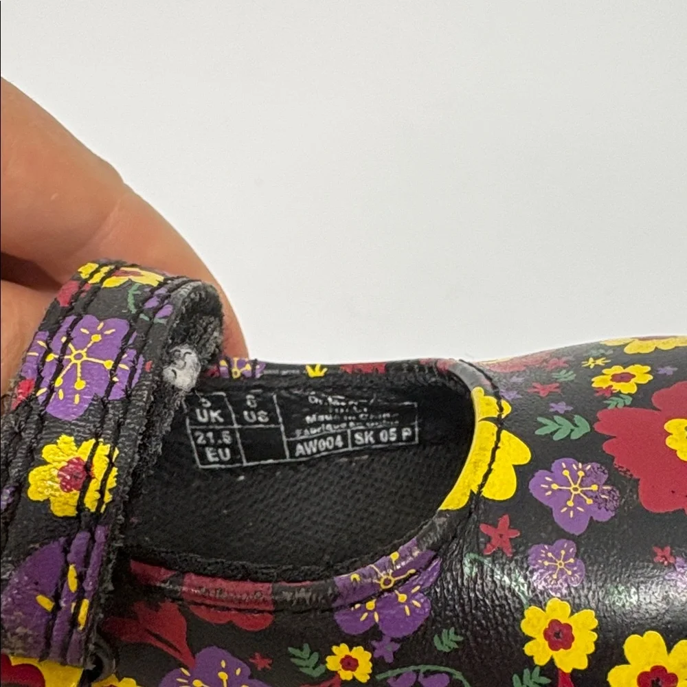 Dr. Martens Black Floral Mary Jane Hook-and-Loop Shoes